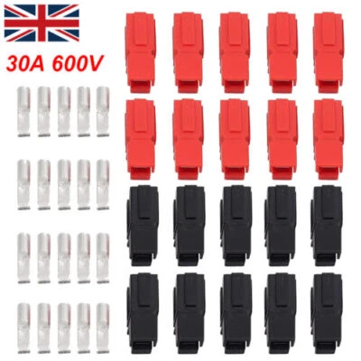 40 PCS ANDERSON POWERPOLE RED & BLACK 30 AMP PLUGS MARINE QUALITY CONNECTOR UK
