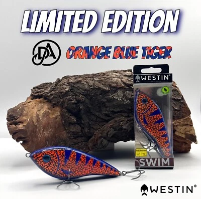 Westin Swim Glidebait 12cm 53g Suspending Orange Blue Tiger UV Limited Edition - Bild 1 von 4