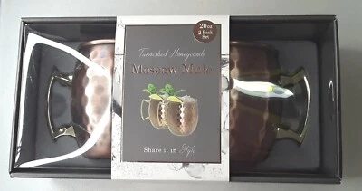 ********** NUEVAS tazas de cobre martillado Moscow Mule paquete de 2 panal empañado de 20 oz Foto 1 de 4