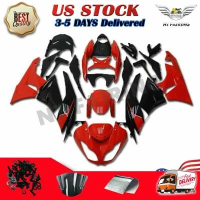 Carenado de inyección rojo negro apto para Kawasaki 2009 2010 2011 2012 Ninja ZX6R Foto 1 de 4