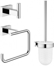Grohe 3-Piece Bathroom Hardware Set 3 Modern Toilet Brush Paper Holder Robe Hook