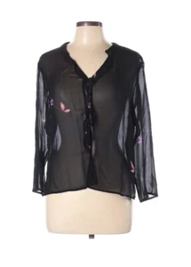 Jones New York, Signature Women’s Long Sleeve Button-up Sheer Shirt Blouse Sz 14 - Picture 1 of 4