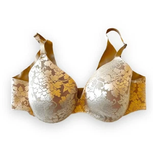 Soma Vanishing Back Beige Lace Print Bra Size 40C Underwire Support Minimizer - Picture 1 of 8