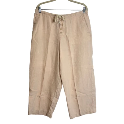 Pantalones Chadwicks Mujer Pierna Ancha Lino Talla 16 Botón Melocotón Mosca Bolsillos Recortados Foto 1 de 4