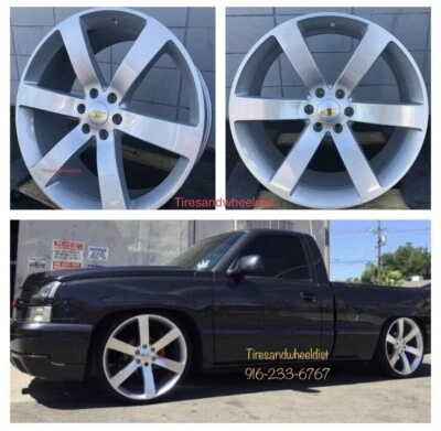 24'' inch TBBS Wheels Trailblazer Silver Rims Tires Chevy SS Trailblazer TPMS - Image 1 of 2