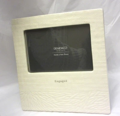 DEMDACO White Picture Frame ENGAGED Holds 4X6 Photo 7 3/4X 8 inch - Image 1 of 4