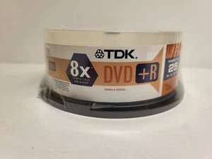 DVD+R 25 Blank Discs 8X 120Min 4.7GB RW Factory Sealed  - Picture 1 of 4