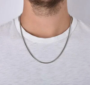 Men&Women's 18K White Gold Filled 18 - 32 inch 3mm wide Round Box Chain Necklace - Picture 1 of 2
