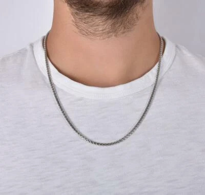 Men&Women's 18K White Gold Filled 18 - 32 inch 3mm wide Round Box Chain Necklace - Image 1 of 2