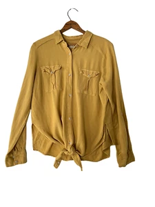 THREAD + SUPPLY Womens Shirt Gold Tie Front Button-Up Blouse Long Sleeve Size M - Picture 1 of 6