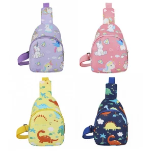 Children Cartoon Messenger Bag Money Pouch Dinosaur Horn Horse Print Chest Bag - Picture 1 of 24