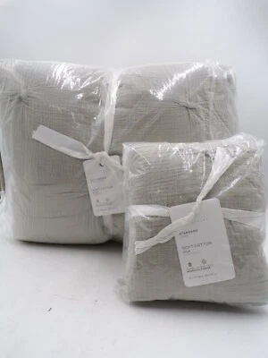 Pottery Barn Soft Cotton Handcrafted Full Queen Quilt Stnd Sham Dark Gray #9790F - Image 1 of 4