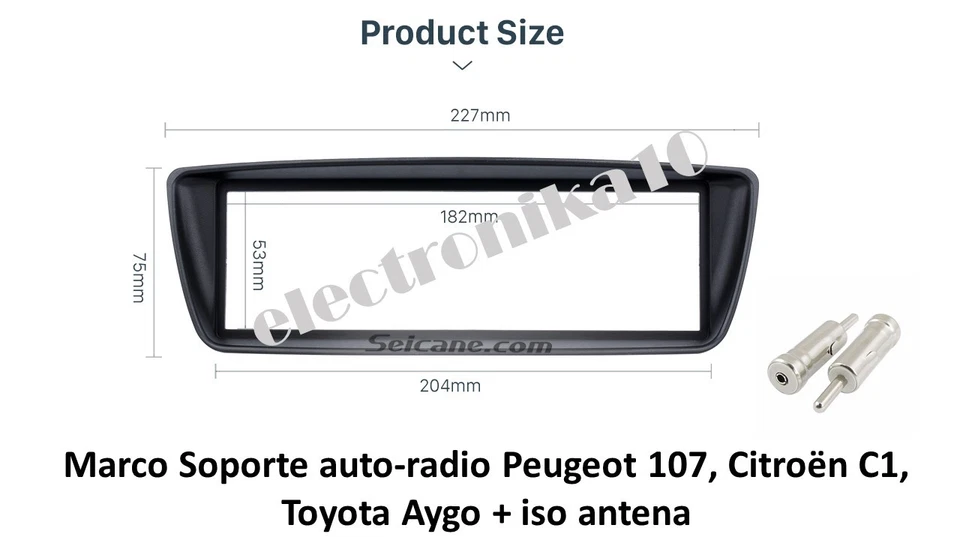 urgente - Marco montaje auto-radio Peugeot 107 Citroën C1 Toyota Aygo iso antena - Imagen 1 de 1