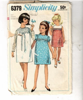 SIMPLICITY #6379 -Girls and Chubbies One-Piece Dress - cut - Image 1 of 2