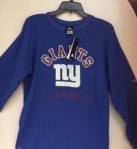NEW YORK GIANTS BOYS LARGE LONG SLEEVE THERMAL ADIDAS BLUE  - Picture 1 of 6