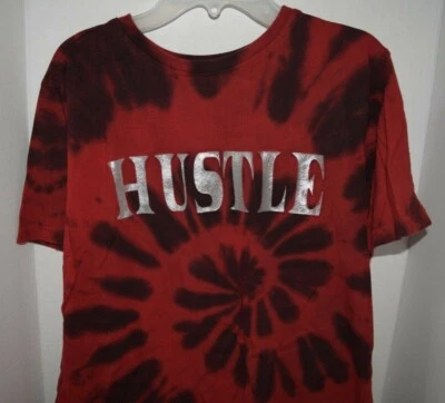 T-SHIRT RED AND BLACK TIE-DYED - HUSTLE - SCOOP - SIZE TEEN LARGE (14/16) - image 1 of 3