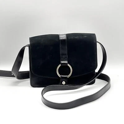 & OTHER STORIES Ring Leather Crossbody Bag Womens Black Rectangle Mini  - Image 1 of 4