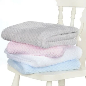Baby Fleece Blanket Newborn Toddler| 75x100cm | Pram Cot Moses | Waffle - Picture 1 of 49