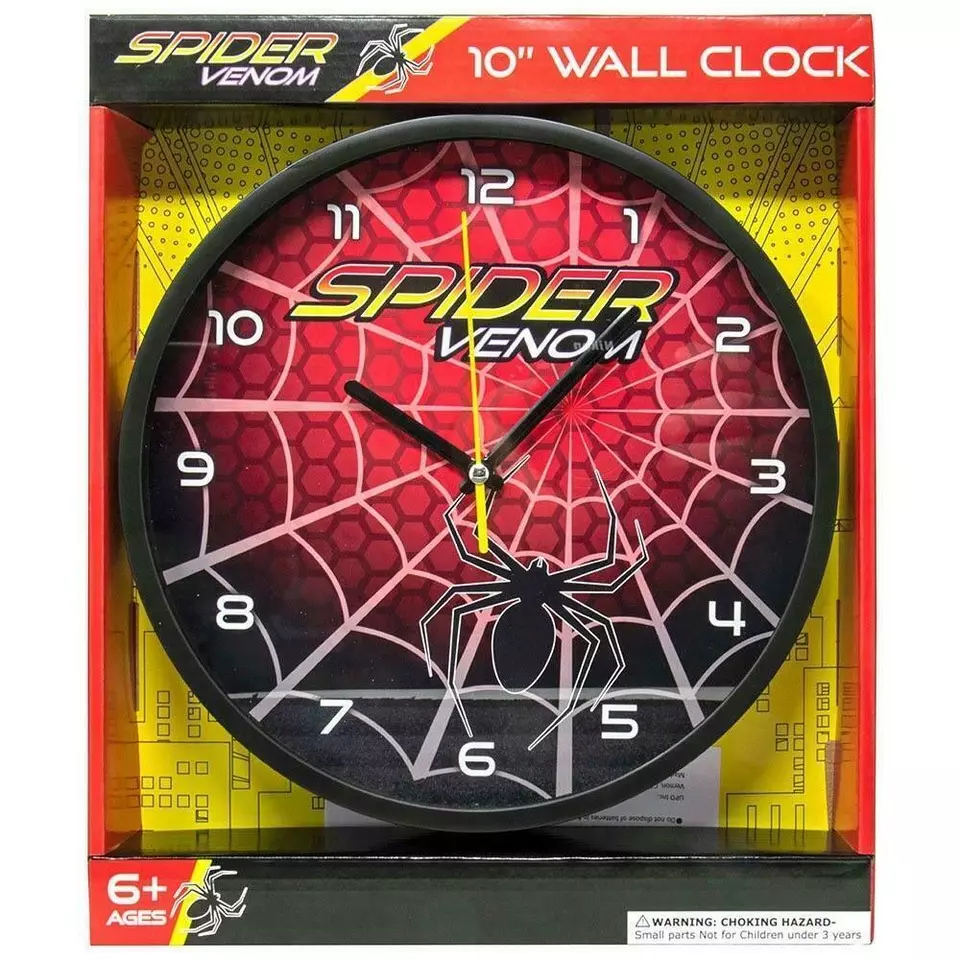 Red and Black Spider Venom 10" Round Wall Clock with Retina Display - Batteries - Image 1 of 1