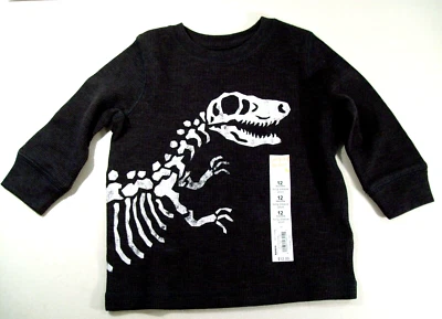 Nueva Camisa Térmica Niño Hueso Dinosaurio Hueso Esqueleto, Talla 12 Meses Foto 1 de 2