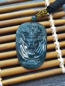 Collar Dragón Colgante Jadeíta Jade Antiguo 100% Natural Certificado Verde 0098 - Imagen 1 de 12