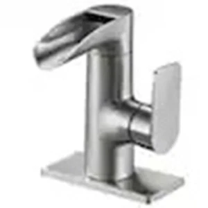 Zalerock Waterfall 1 Handle Bath Faucet Brushed Nickel w/ Deckplate & PopUp - Picture 1 of 8