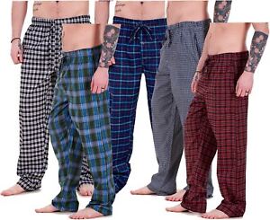 New Mens Pyjama Bottoms Rich Cotton Woven Check Lounge Pants Nightwear M to 5XL
