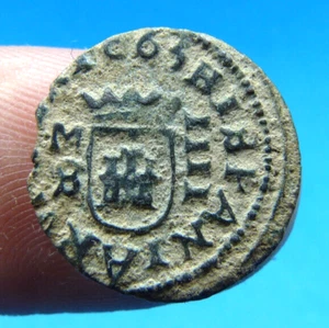 1663 PIRATE COB COIN REAL 4 MARAVEDI SPANISH COLONIAL SHIPWRECK OLD ERA TREASURE - Picture 1 of 3