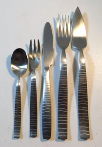 LUXURY STAINLESS MEPRA TIGRE ICE SATIN SILVER 5 PIECE SET (S) NEW MADE ITALY - Picture 1 of 4