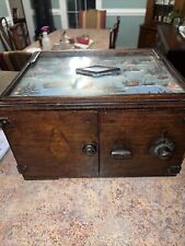 Incredible Hand Made Wooden Combination Safe Moving Parts Christmas Scene Cool!!