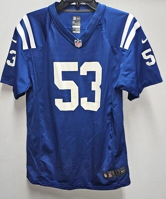 Camiseta deportiva de fútbol americano juvenil XL Nike On Field 53 azul de los Indianapolis Colts Foto 1 de 4