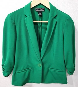 Womens NYCC Green Single-button Ruched 3/4" Sleeve Blazer Jacket Size PS - Picture 1 of 9