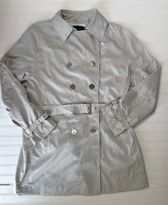 Trinchera Elie Tahari Doble Pecho Gris Plata XL Mujer 853 Foto 1 de 4