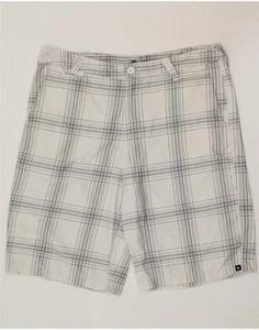 QUIKSILVER Mens Cargo Shorts W36 Large White Check Polyester AD04 - Picture 1 of 3