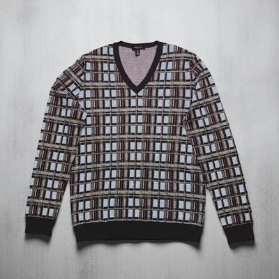 Cárdigan Louis Vuitton a Cuadros Cuello en V Antiguo Dinero Elegancia, Hecho en Italia, Talla M Foto 1 de 4