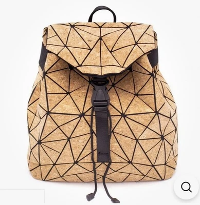 Large 100 % Cork Geometric Backpack, Unique Vegan Made In Portugal  NEW - Image 1 of 4