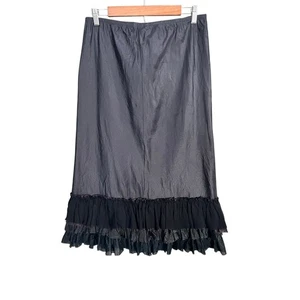 DOSA Gr. 4 100 % Seide grau schwarz Rüschen Stufenrock Whimsygoth Lagenlook Y2K Vintage - Bild 1 von 11