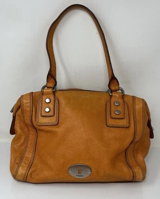 Cartera de mano de cuero naranja claro Fossil Marlow usada en excelente estado Foto 1 de 4
