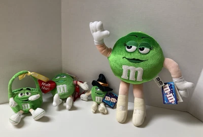 Зеленый M&M плюшевая набивка лот из 4 Хэллоуин, Пасха, Валентинки, и 12» позирующий - Изображение 1 из 4