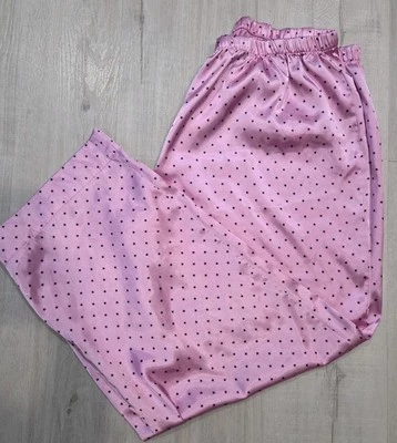 PINK 2XL Satin Like Pink Pajamas Pink With Black Stars and Trim  NWOT - Image 1 of 4