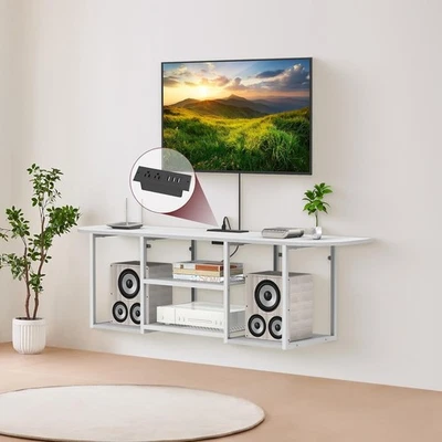 Floating TV Stand with Power Outlet for 50 60 47with Outlet, White  - Image 1 of 4