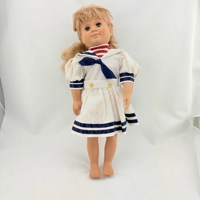 "Muñeca marinera vintage 19"" Battat 1998 chica pelo rubio ojos movimiento azul" Foto 1 de 4