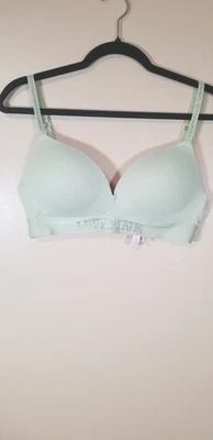 Victoria's Secret PINK Green Bling  Bra Wear Everywhere Wireless Push-Up 38C - Image 1 of 4