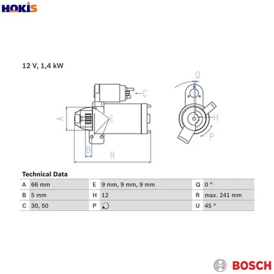 STARTER 0 986 024 980 FOR BMW 1/5/F0/3/F3/F2/F20 N47D20C/D B47D20A/B 2.0L 4cyl - Image 1 of 4