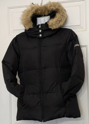 GUESS WOMENS Black PUFFER JACKET/FAUX FUR HOOD SZ Small - Image 1 of 4