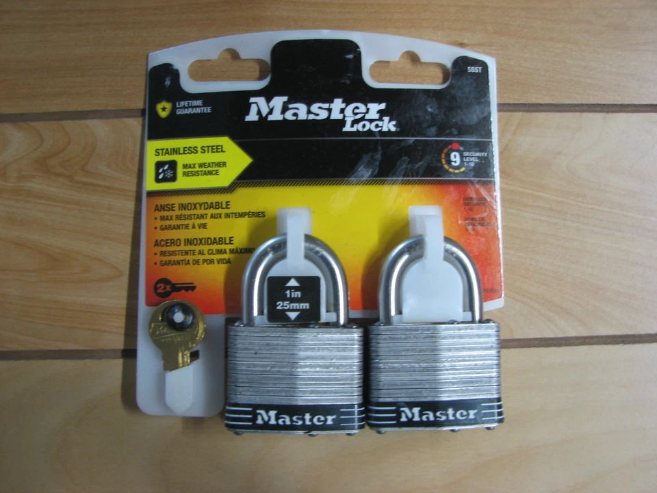 2PK MASTERLOCK 5SST 2" STAINLESS STEEL PADLOCK, KEYED ALIKE - Image 1 of 1