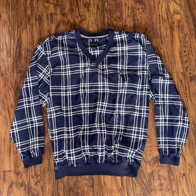 Chaqueta Catalina Para Hombre Talla Grande Azul Cuadros Cortavientos Pullover Cuello Redondo Foto 1 de 4