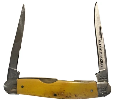 Navaja de bolsillo McCoy Muskrat amarilla/naranja hueso Mt. Ida.Ark. Hecho en EE. UU. Foto 1 de 4