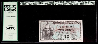10 Cents Military Payment Certificate MPC 481 First Printing PCGS 66 D04722796D - Image 1 of 2