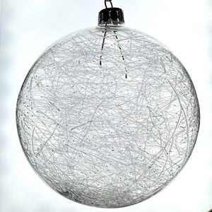 Vintage Bronner's mundgeblasene gesponnene klare Glaskugel 4" Kugel Weihnachtsschmuck - Bild 1 von 12